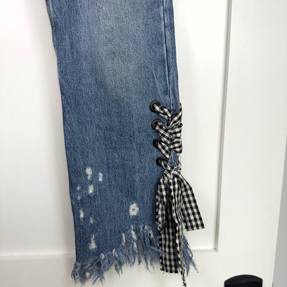 Zara TRF Denim IXD Makers Mid Wash Mid Rise Straight Leg Jeans Size 4 - Picture 3 of 11